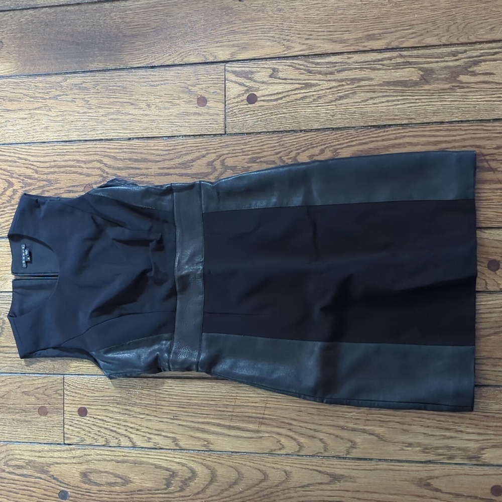 Theory Taline Ponte/Lamb Leather Sheath Dress sz 0
